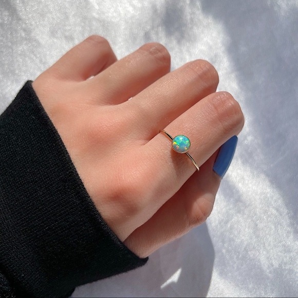 14K Gold Filled Round Opal Ring - Picture 5 of 7
